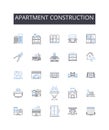 Apartment construction line icons collection. Scanner, Photocopier, Printer, Fax, Projector, Binder, Laminator vector