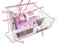 Apartment diagram with underfloor heating and hand drawn notes