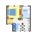 Apartment Floor Plan with Furniture Top View. Vector Royalty Free Stock Photo