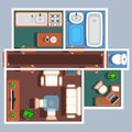 Apartment floor vector plan with furniture
