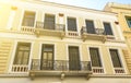 Apartment in historical building Italian style with balcony, Crete, Greece Royalty Free Stock Photo