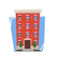 Apartment house in flat design. Vector illustration