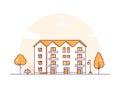 Apartment house - modern thin line design style vector illustration Royalty Free Stock Photo