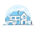 Apartment house - modern thin line design style vector illustration Royalty Free Stock Photo