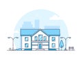 Apartment house - modern thin line design style vector illustration Royalty Free Stock Photo