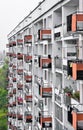 Apartment house wall - rows of balconies