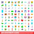 100 apartment icons set, cartoon style Royalty Free Stock Photo