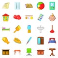 Apartment icons set, cartoon style