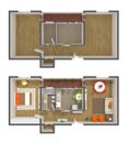 Apartment interior design - 3d top view