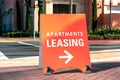 Apartment leasing sign promote the rental property Royalty Free Stock Photo