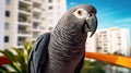 Apartment life with a smart and talkative African gray parrot, a delightful feathered friend