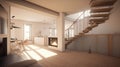 Apartment mit kamin und treppe AI Generated image Royalty Free Stock Photo