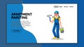 Apartment Painting Worker Wear Uniform Vector Illustration