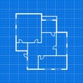 Apartment Plan Thin Line Top View. Vector Royalty Free Stock Photo