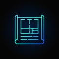 Apartment plan blue outline icon Royalty Free Stock Photo