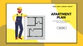Apartment Plan Holding Building Worker Man Vector