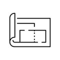 Apartment plan simple linear icon vector illustration. Monochrome contoured floorplan sketch project