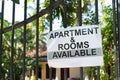 Apartment and rooms available, an advertisement on the gate for a house for rent Royalty Free Stock Photo