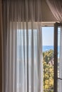 Apartment with sea view, open balcony door Royalty Free Stock Photo