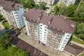 Apartment tall building, top view. Drone aerial photography