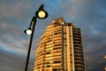 Apartment Tower And Streetlight