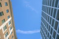 Apartment units in downtown Austin Texas residential area under blue sky