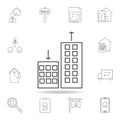apartmentprices changing, up down icon. Set of sale real estate element icons. Premium quality graphic design. Signs, outline symb