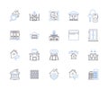 Apartments and accomodation outline icons collection. Accommodation, Apartments, Rentals, Bedsitters, Leases, Suites