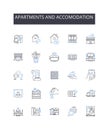 Apartments and accomodation line icons collection. Lathe, Drill, Milling, Boring, Grinding, Turning, Cutting vector and