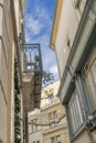 Apartments Balconies Christmas Decorations Narrow Street Nimes Gard France Royalty Free Stock Photo