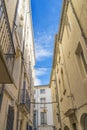 Apartments Balconies Christmas Decorations Narrow Street Nimes Gard France Royalty Free Stock Photo