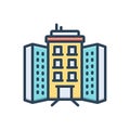 Color illustration icon for Apartments, accommodation and lodging