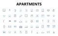 Apartments linear icons set. Homey, Cozy, Spacious, Luxurious, Stylish, Modern, Affordable vector symbols and line Royalty Free Stock Photo