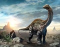Apatosaurus dinosaur scene 3D illustration Royalty Free Stock Photo
