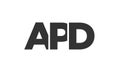 APD logo design template with strong and modern bold text. Initial based vector logotype featuring simple and minimal typography. Royalty Free Stock Photo