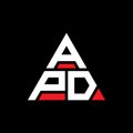 APD triangle letter logo design with triangle shape. APD triangle logo design monogram. APD triangle vector logo template with red Royalty Free Stock Photo