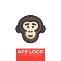 Ape, chimp vector logo element Royalty Free Stock Photo