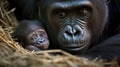 Primate Family Portrait: Gorilla and Chimpanzee in the Jungle generated by AI tool