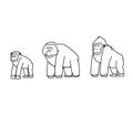 Ape Cartoon Minimal Orangutan Chimpanzee Gorilla Doodle Character Royalty Free Stock Photo