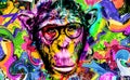Ape in isolated on color backgrounddesign concept Royalty Free Stock Photo