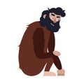 Ape man. Isolated adult monkey cartoon character