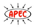 APEC Asia Pacific Economic Cooperation - inter-governmental forum for economies in the Pacific Rim that promotes free trade