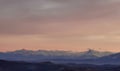 Apennine mountains in a rosy sunset