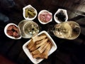 Aperitif with cold cuts and champagne
