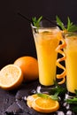 Aperitif with vodka, orange juice and mint. Screwdriver cocktail Royalty Free Stock Photo