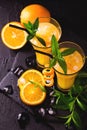 Aperitif with vodka, orange juice and mint. Screwdriver cocktail Royalty Free Stock Photo