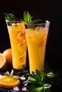 Aperitif with vodka, orange juice and mint. Screwdriver cocktail Royalty Free Stock Photo