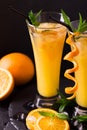 Aperitif with vodka, orange juice and mint. Screwdriver cocktail Royalty Free Stock Photo