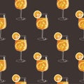 Aperol Spritz alcohol cocktail with a citrus orange slice decoration Royalty Free Stock Photo