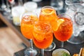 Aperol spritz cocktail in misted glass, selective focus Royalty Free Stock Photo